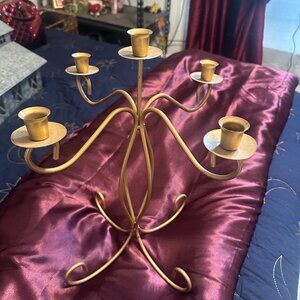 Vintage-Style 6-Arm Gold Metal Candelabra Candle Holder